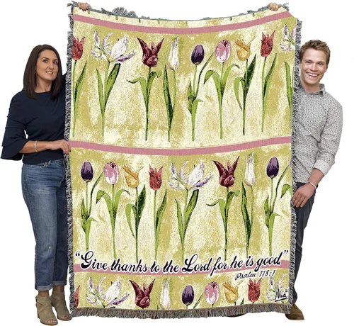 Miniatura 20 de Pure Country Weavers Great is Thy Faithfulness Blanket - Escrituras - Lamentaciones 3:23 - Tapiz cuadrado para regalo de regazo tejido de algodón