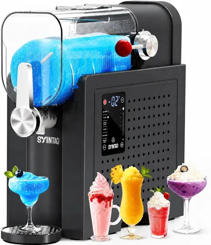 SYINTAO Máquina de helados 2 en 1 para hacer helados de servicio suave y granizado, máquina de bebidas congeladas sin necesidad de hielo con