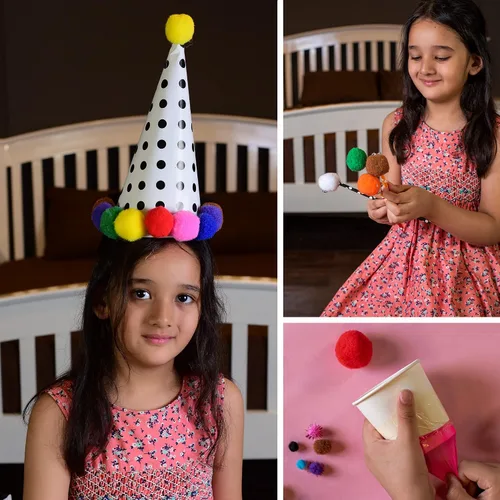 Miniatura 4 de Adeweave Pompones de 3.81 cm – 100 pompones suaves y esponjosos – Suministros de manualidades multicolores en una caja reutilizable, gran bola