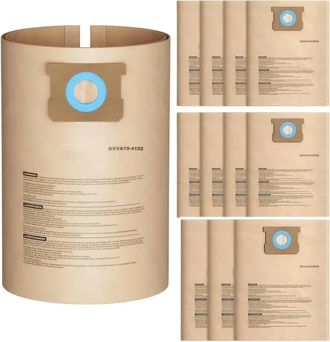Paquete de 12 bolsas de polvo DXVA19-4102 para aspiradora DEWALT de 12 a 16 galones, compatible con DXV12P DXV14P DXV16P DXV16PA DXV16S