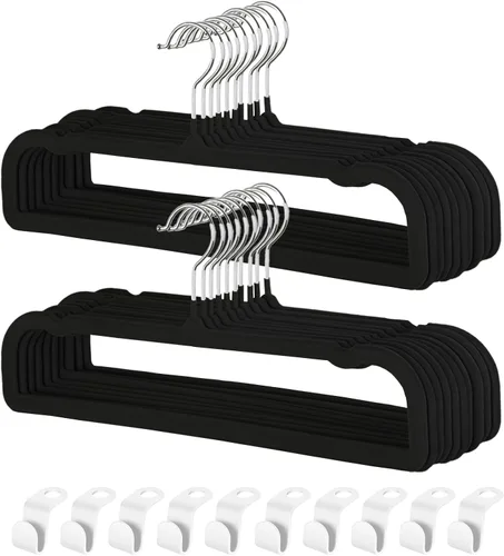 Miniatura 10 de VSV stoage Perchas transparentes de 16 pulgadas, paquete de 40 perchas de plástico para armario de adultos, perchas delgadas brillantes con gancho