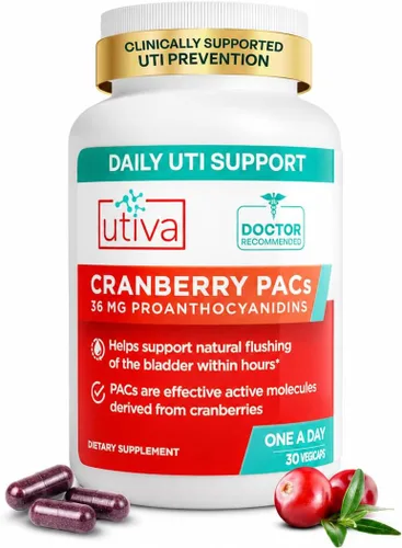Szio+ Utiva Arándano PACs – Ingredientes clínicamente estudiados 36mg de extracto de PACs - Prevención de UTI para mujeres - Salud del tracto