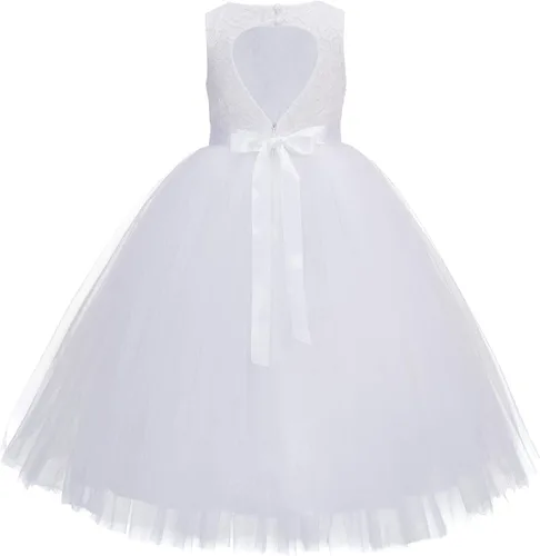 Miniatura 2 de ekidsbridal Vestido de niña de flores con corte de corazón de encaje floral Recepción de boda 172R