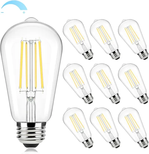 Miniatura 10 de Brightever Bombillas ámbar regulables equivalentes a 60 W, bombillas LED Edison vintage de 2200 K, 850 LM, 90+CRI, 7 W ST58 E26, bombilla LED