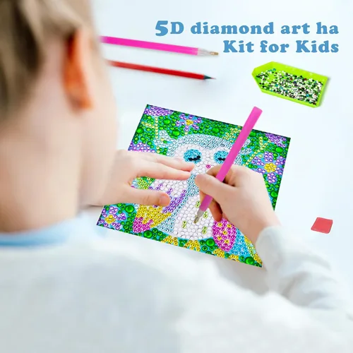 Miniatura 4 de QEUOYSS Kits de arte de diamantes 5D para niños principiantes, kits fáciles de artes y manualidades para niños de 8 a 12 años, juego de manualidades