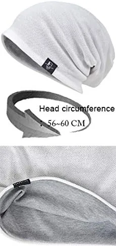 Miniatura 5 de VECRY Hombres Slouch Hollow Beanie Thin Summer Cap Skullcap