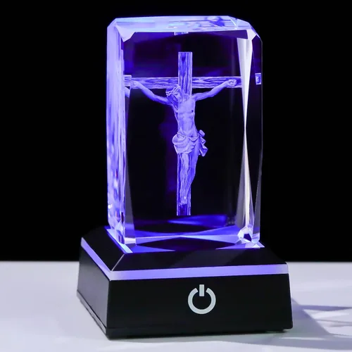 Miniatura 16 de Movdyka Estatua de cristal 3D de Virgen María, regalos religiosos para mujeres y hombres, figura religiosa con grabado láser cristiano, adornos