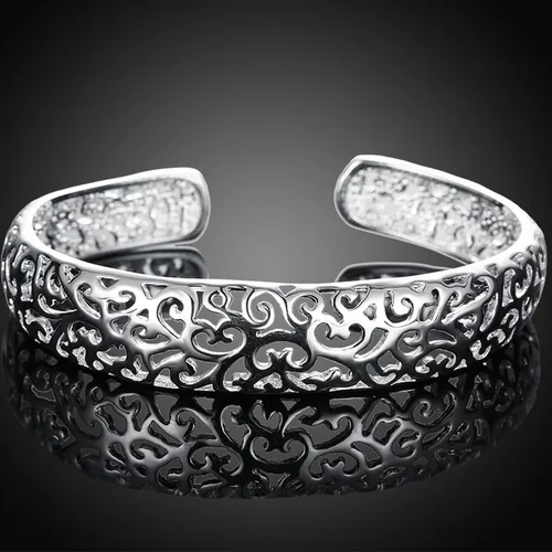 Miniatura 6 de Pulsera de plata de ley 925 chapada en plata de ley 925, pulsera de alambre cruzado de múltiples capas, pulsera abierta ajustable para adolescentes
