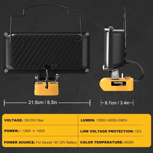 Miniatura 7 de MtiolHig Luz de trabajo LED inalámbrica compatible con batería Dewalt de 20 V, 112 W, 11200 lúmenes, herramienta de luz de trabajo debajo del capó