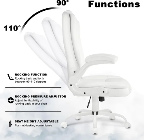 Miniatura 4 de OFIKA Silla de escritorio de oficina de cuero, silla de oficina ergonómica con soporte lumbar, silla de computadora, silla ejecutiva de cuero