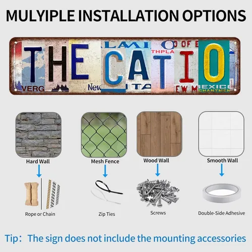 Miniatura 2 de Cartel de metal Catio – Regalo para los amantes de los gatos, divertida decoración de pared de patio de gatos para jardín, casa, bar y cueva