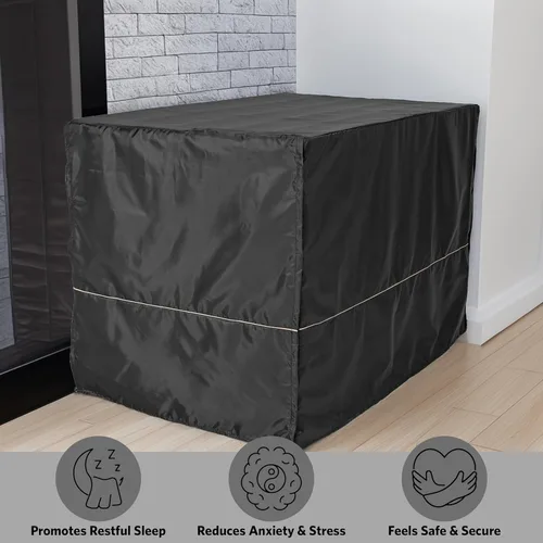 Miniatura 3 de MidWest Homes for Pets XL Funda para jaula de perro, cubierta de perrera de poliéster negro para dar privacidad, se ajusta a la mayoría