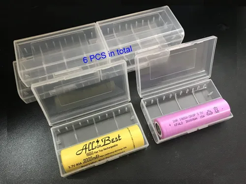 6 piezas transparente 18650 soporte de batería recargable / almacenamiento/estuche/organizador para batería 18650 o batería CR123A
