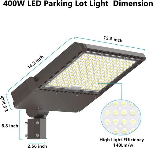 Miniatura 6 de Luz de estacionamiento LED al aire libre de 200 W con accesorio deslizante, 5000K luz diurna 28000LM 750W HPS/HID equivalente, UL comercial LED