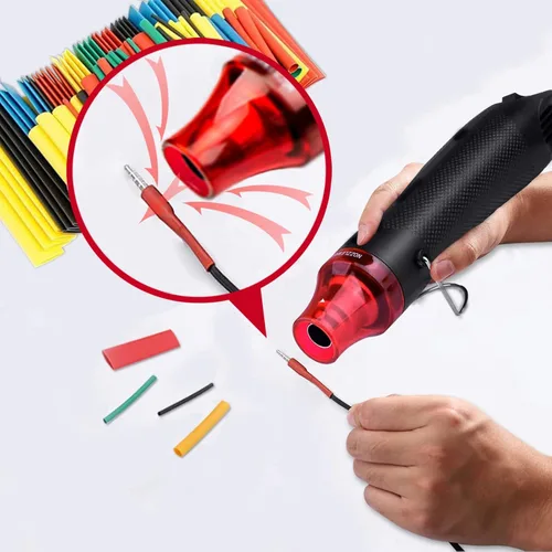 Miniatura 4 de Kit de tubos termorretráctiles, relación de encogimiento 2:1, 328 tubos retráctiles de alambre y mini pistola de calor de 300 W, para envoltura