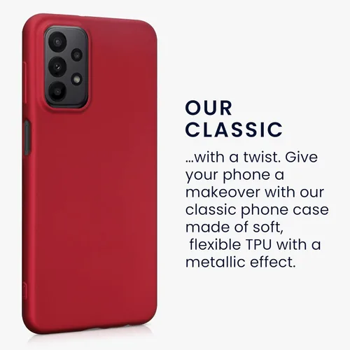 Miniatura 3 de kwmobile Funda compatible con Samsung Galaxy A23 4G / 5G - Funda de silicona TPU metálica suave y delgada - Rojo oscuro metálico
