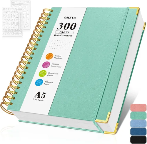 Miniatura 10 de Cuaderno de viñetas con espiral, diario de 300 páginas de cuero con contenido, cuadernos de 120 g/m² de papel grueso que no deja pasar la tinta