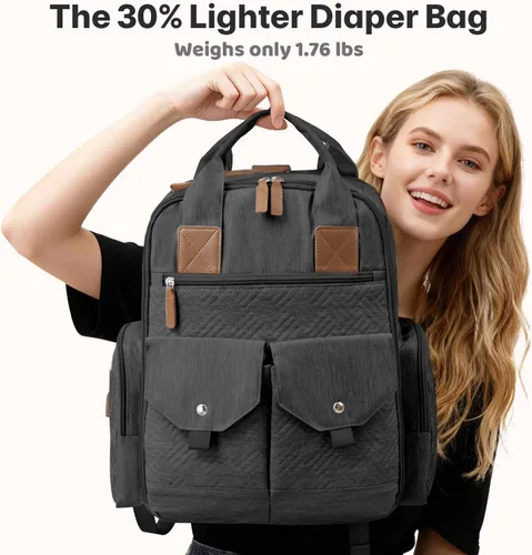 Miniatura 2 de JSTPRO Mochila para pañales – Bolsa de pañales grande con cambiador portátil como regalo de baby shower, bolsa de viaje unisex ligera e impermeable