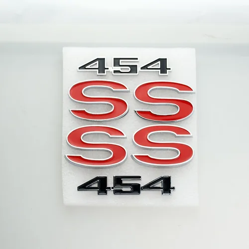 Miniatura 7 de Juego de 6 piezas SS 454 Emblema de guardabarros 3D, placa de identificación de repuesto para El Camino Malibu 1970 1971 1972 (negro brillante)