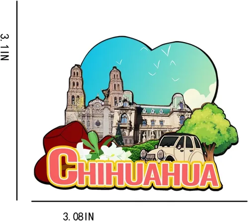 Miniatura 3 de Chihuahua México imán imán de madera 3D monumentos de viaje coleccionables, recuerdos decorativos hechos a mano -2040