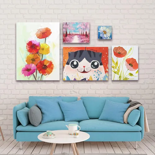 Miniatura 6 de GOTIDEAL Lienzos Estirados para Pintura, Juego de 7 de 16x16 Pulgadas, Imprimación Blanca - Tableros de Lienzo de Arte Cuadrados en Blanco 100%