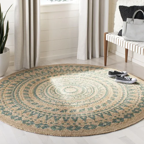 Miniatura 5 de SAFAVIEH Colección Natural Fiber - Alfombra de área redonda de 3 pies, color negro y natural, hecha a mano con mandala boho de yute trenzado, ideal