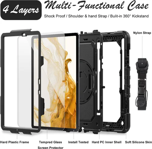 Miniatura 8 de Funda para Samsung Galaxy Tab S8/S7 de 11 pulgadas 5G Funda para Tableta 2022/2020, [con Protector de Pantalla de Vidrio Templado], Soporte