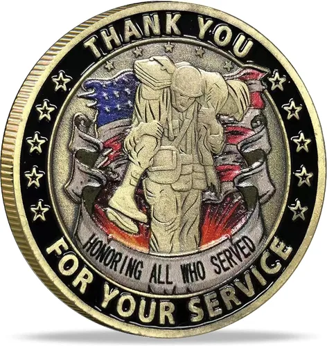 Gracias por su servicio Desafío de apreciación militar Moneda Homenaje a héroes caídos Nunca olvides a los veteranos