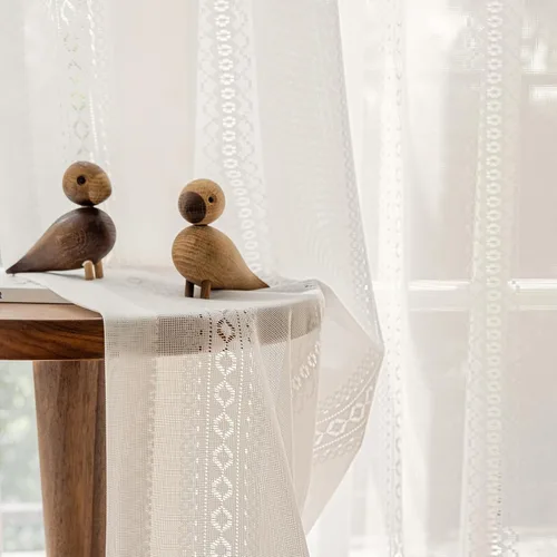 Miniatura 9 de Cortinas traslúcidas con textura de lino blanco de 54 pulgadas de largo, juego de 2 paneles de cortinas semitransparentes para sala de estar