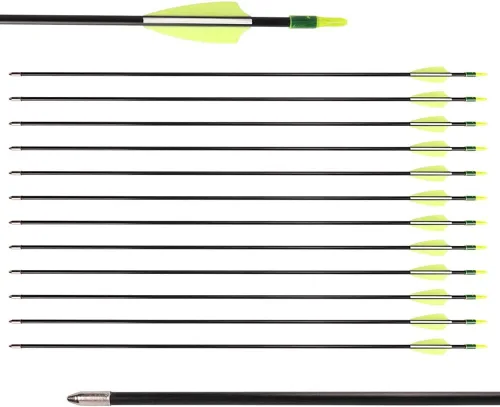 Miniatura 5 de LWANO Flechas de fibra de vidrio de 28" - Flechas de práctica de arquería con puntas rombas y eje duradero para niños, jóvenes, principiantes