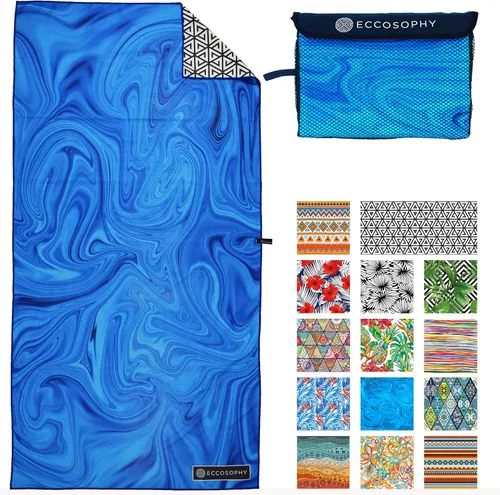 Miniatura 9 de ECCOSOPHY - Toalla de playa de microfibra a prueba de arena, de secado rápido, ligera, superabsorbente, perfecta para piscina, viajes, crucero