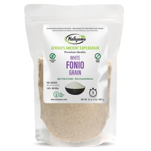 Nafajama Grano Fonio blanco sin gluten de alta calidad, supergrano africano antiguo, totalmente natural, sin OMG, vegano, superalimento de alto