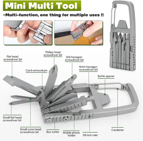 Miniatura 6 de Generic 12 en 1 Llavero Multiherramienta Destornillador con Puntas Plegables Herramienta Multifuncional Abrebotellas Herramienta de Bolsillo