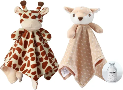 Miniatura 28 de CREVENT - Manta de felpa acogedora para bebé, mantita de seguridad con caras de animales para niños pequeños, regalo para bebés recién nacidos