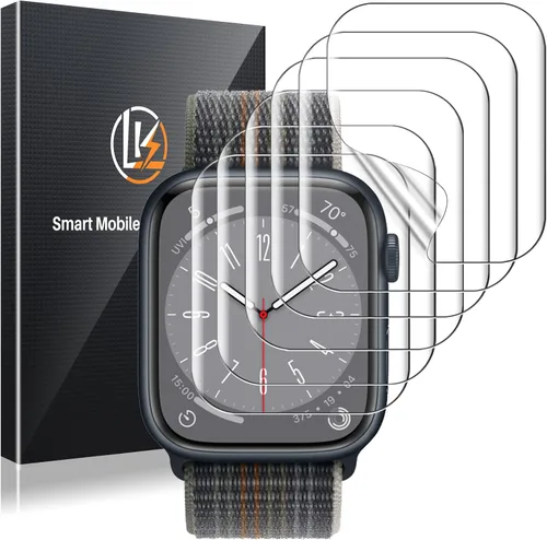 LK Pack de 6 para Apple Watch 41mm / 40mm Protector de Pantalla (Series 8 & 7 & 6) [Película Flexible Mejorada] Auto-reparable, Protector de Azul
