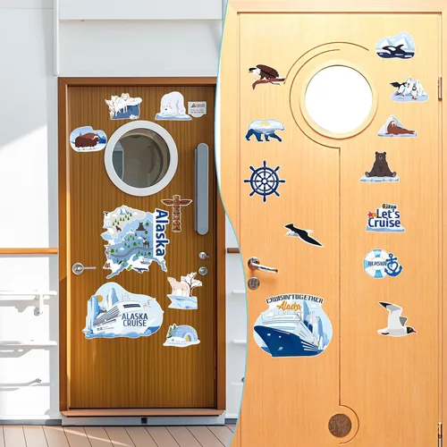 Miniatura 5 de Decoraciones Magnéticas para Puerta de Crucero de Alaska - Wxiben 20 Piezas Imanes para Puerta con Temática de Alaska Animales Árticos Decoraciones