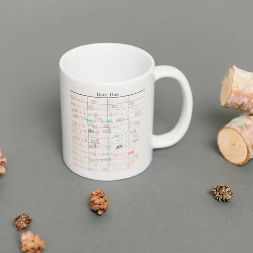Miniatura 7 de Joyful Moose Taza de café con tarjeta de fecha de vencimiento de la biblioteca, regalo para lectores, bibliotecarios