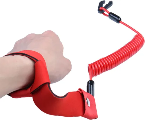 Miniatura 7 de Cordón para interruptor de barco para todos los Yamaha Jet Ski Waverunner, motor fuera de borda marino, correa de muñeca de amarre de parada de Rojo