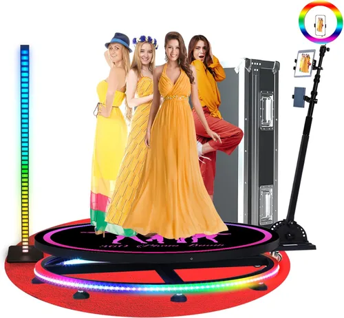 Miniatura 9 de Máquina de cabina de fotos 360 para fiestas, cabina de cámara 360 con funda de vuelo, paquete de batería, aplicación, logotipo magnético