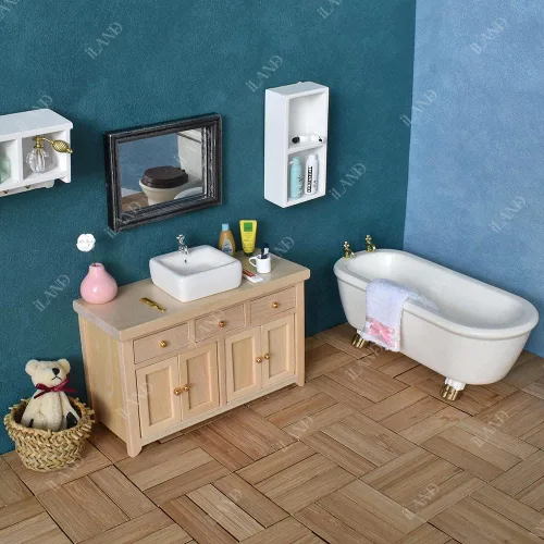 Miniatura 4 de iLAND Mini espejos, accesorios para casa de muñecas a escala 1:12, espejo en miniatura de vidrio enmarcado (plata oscura 4 piezas)