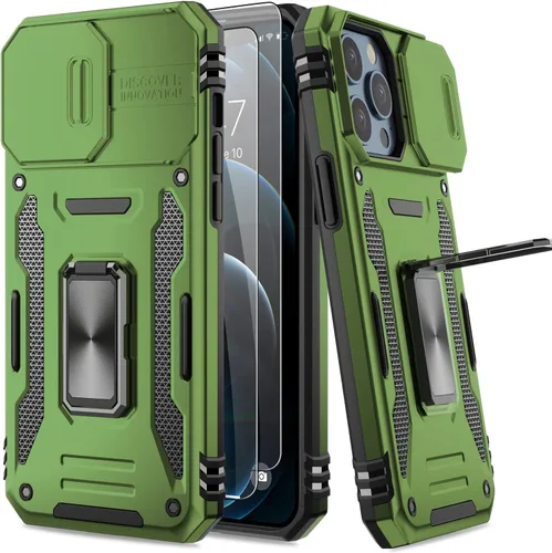 Miniatura 28 de Funda para iPhone 13 Pro con protector de pantalla, cristal transparente, antiamarillo, acrílico resistente, funda protectora de grado militar