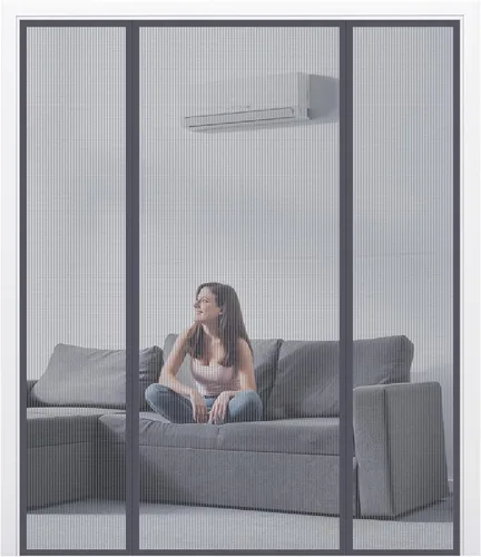 Miniatura 8 de Puerta mosquitera magnética de fibra de vidrio para puertas individuales, malla autosellante resistente con imanes fuertes, manos libres, apta