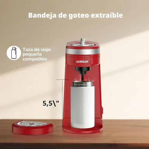 Miniatura 7 de Cafetera Mini CHULUX para Cápsula K, Cafetera de una Sola Porción para Americano de Una Taza, Máquina de Café en Cápsulas Ligera, Roja Rojo
