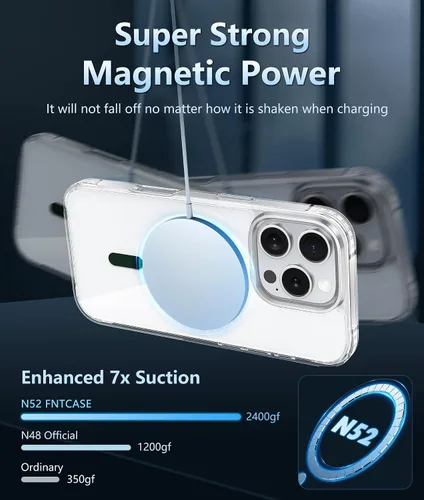 Miniatura 544 de FNTCASE Funda para iPhone 13 Pro-Max: Fundas magnéticas transparentes compatibles con Magsafe Slim anti amarillamiento protección contra caídas