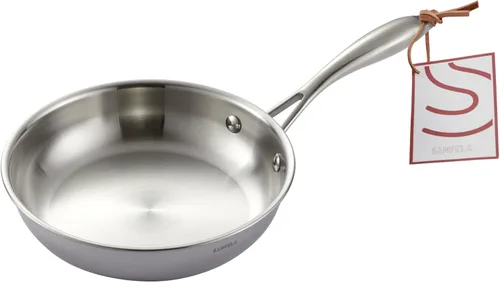 Sartén de acero inoxidable de 8 pulgadas, revestimiento inoxidable de 5 capas, apto para lavavajillas y horno, compatible con inducción, sin PTFE,