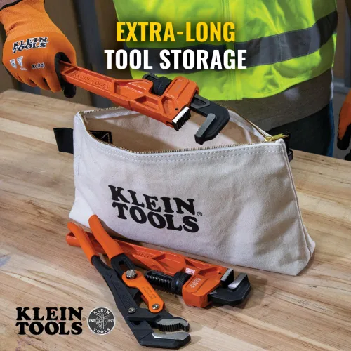 Miniatura 4 de KLEIN TOOLS 62042 - Bolsa con cremallera de 16 pulgadas, extra larga, lona No. 10, bolsa de herramientas resistente, parte inferior de pie de 3