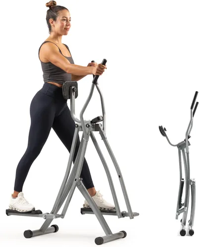 Sunny Health & Fitness Foldable Air Walk Elliptical, 30" inch Long Stride Glide Exercise Full-Body Cardio Cross Smart Trainer for Home Office,