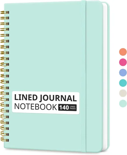 Miniatura 24 de Cuaderno rayado en espiral para mujeres y hombres, 140 páginas, cuaderno de tapa dura con rayas universitarias para trabajo y toma de notas, diarios