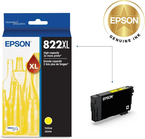 Miniatura 2 de Epson 822 DURABrite Ultra Ink Cartucho amarillo de alta capacidad (T822XL420-S) funciona con Workforce Pro WF-3820, 3823, 4820, 4830, 4833, 4834