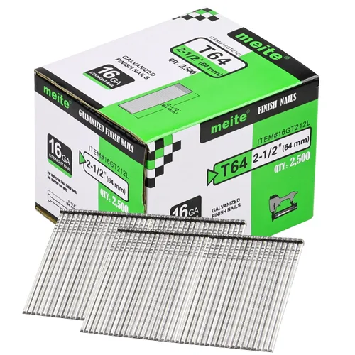 Miniatura 9 de meite Clavos de acabado de calibre 16 de 1 pulgada galvanizados pequeños y rectos para pistola de acabado, uñas de acabado 16GA para zócalos
